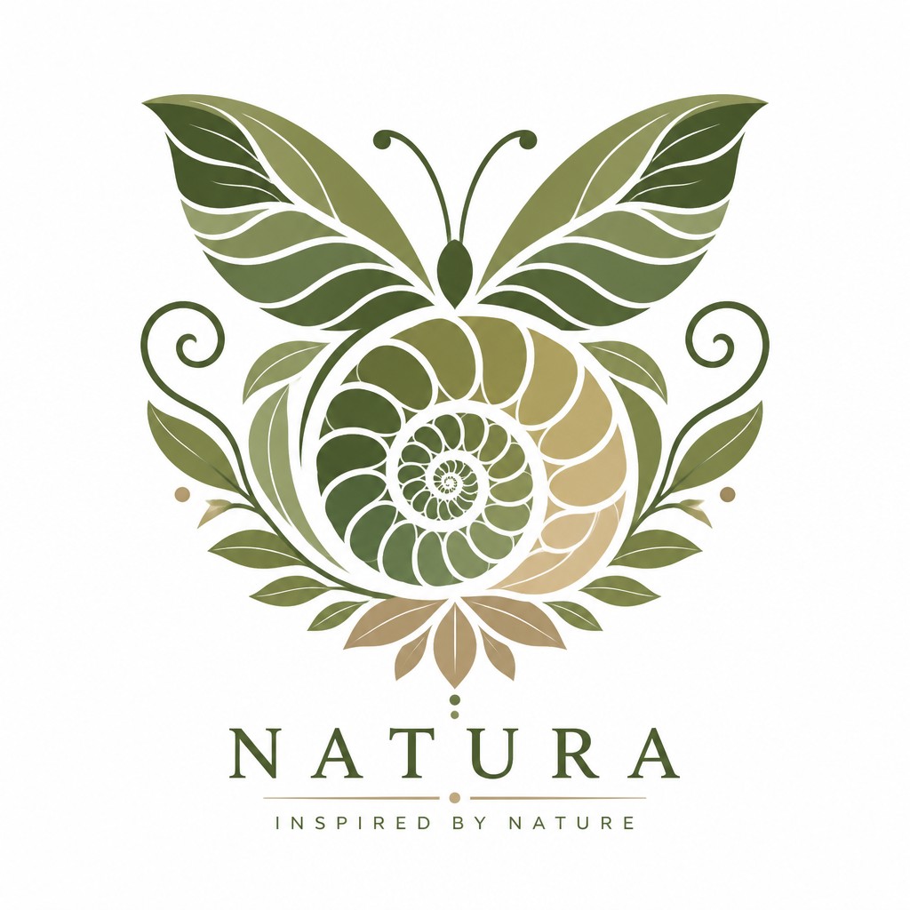 Create a professional graphic design.
Design Brief: Design an easy-to-draw logo inspired by nature's patterns, incorporating a tessellation of leaves. Integrate gentle spirals and fractals resembling seashells and flower petals, balanced with symmetrical elements like butterfly wings. Aim for an organic, harmonious look, using a limited color palette of greens and earth tones to emphasize natural beauty.
Create a professional, high-quality design that is ready for use. Ensure the design is visually appealing, well-balanced, and appropriate for the intended purpose.